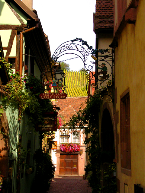 Restaurant l`Arbaletrier<br>With Vineyards in the Distance<br>Riquewihr, France